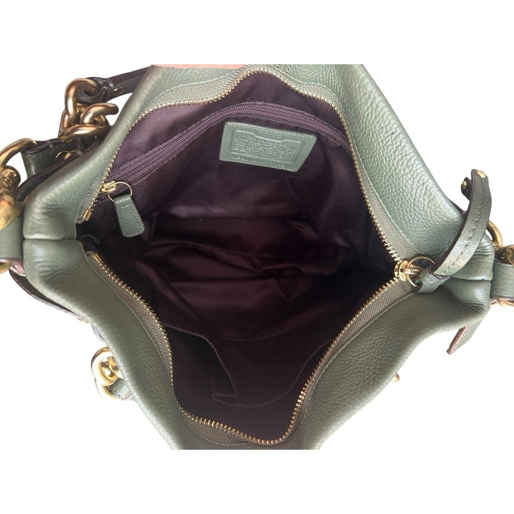 Coach Soft Pebbled Leather Green Shoulder Bag Brooke H1194-F17165 Gold Accents - Picture 13 of 16